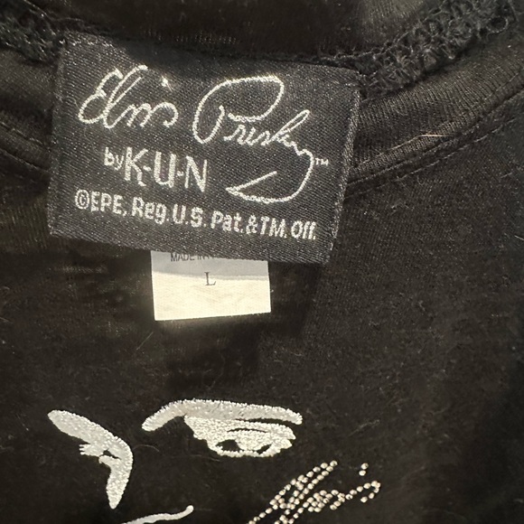 Sheer black rhinestone Elvis T shirt By Kun. Size large - Picture 3 of 4